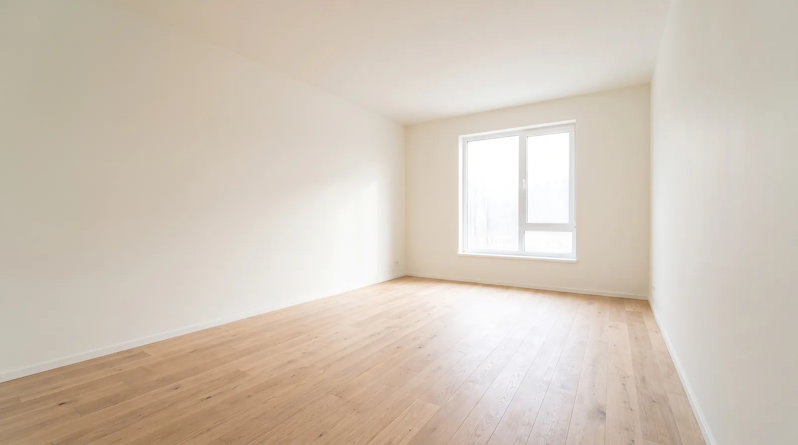 Empty bedroom with pale walls and clean flooring after remediation